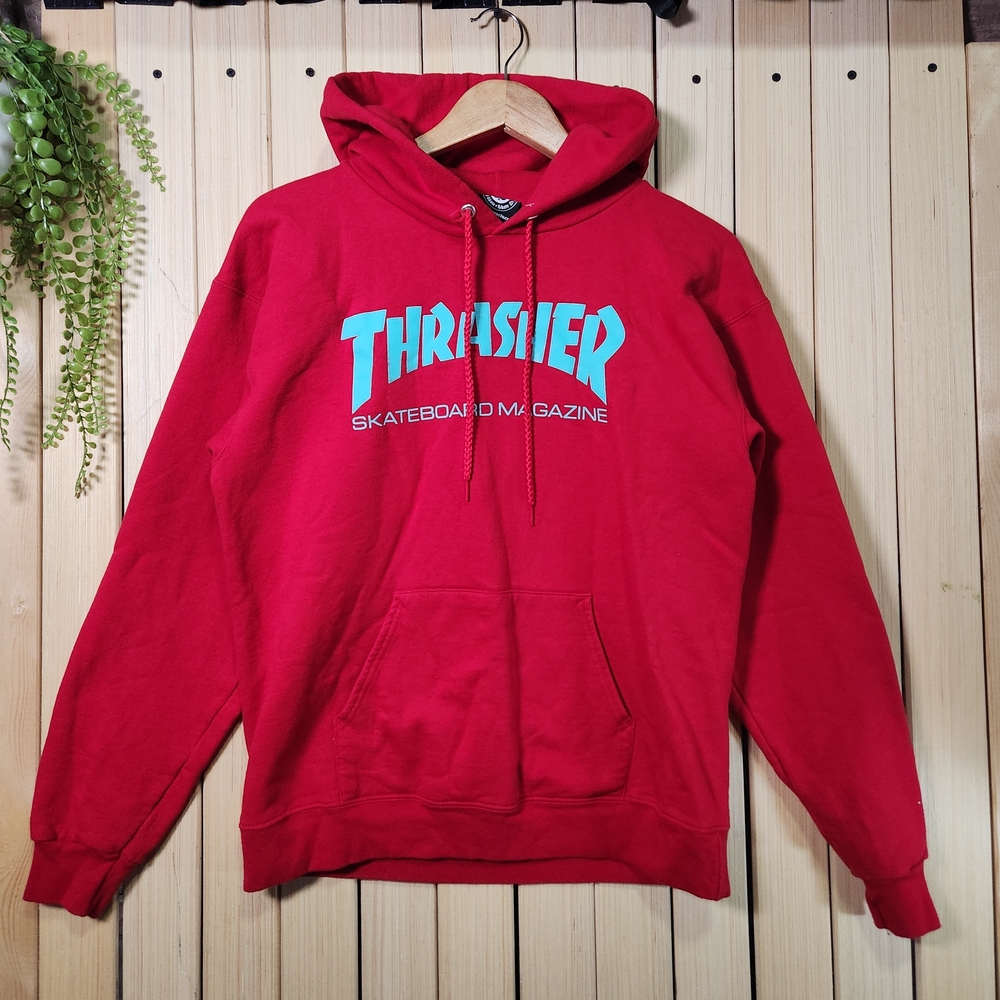 Thrasher Hoodie Skateboard Magazine Sweatshirt Red Size S